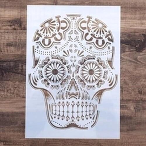 A4 A3 A2 Size DIY Craft Mandala Skull Stencils for Painting on Wood,Fabric,Walls Art Scrapbooking Stamping Album Embossing Paper