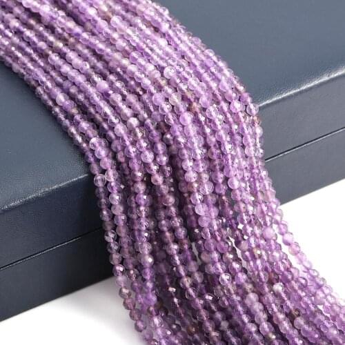 Natural Stone Beads Section Amethyst Round Punch Loose Beads For Jewelry Making DIY Necklace Bracelet Earrings Accessory