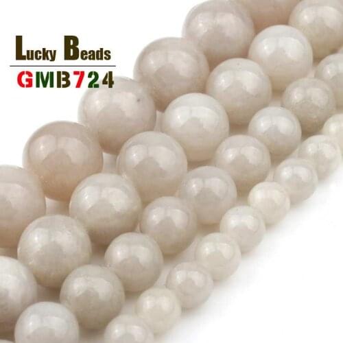 Natural Grey Jades Beads Round Loose Stone Beads For Jewelry Making DIY Ear Studs Bracelet Accessories 15'' 6/8/10/12mm