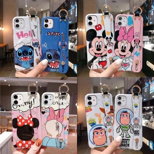 Disney Minnie back view cartoon wristband iPhone12 mobile phone case for iphone12 X XR lanyard bracket XR female