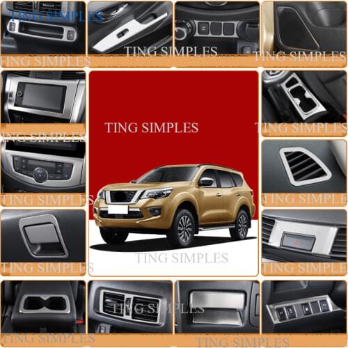 For Nissan Navara NP300 Terra 2017-2019 Stickers Stainless steel silver Car Styling Frame Decoration Cover Interior modification
