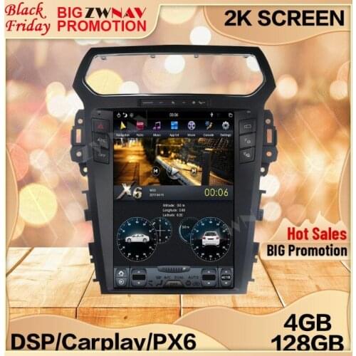 4+128G Tesla Screen For 2011 2012 2013 2014 2015 2016 2017 2018 2019 Ford Explorer Android 9 Unit Player GPS Audio Radio Stereo