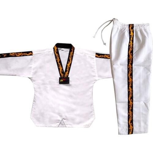 Karate Uniform Suit White Dragon Totem Taekwondo Clothes for Team Student Kids Adult Karate Kyokushin Fitness Training Clothing
