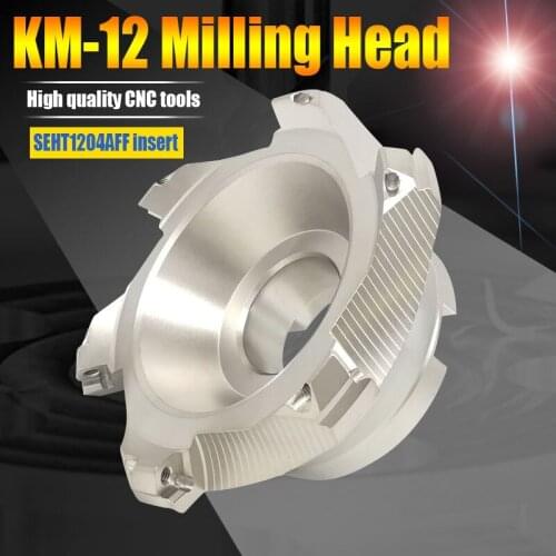 CNC Face milling cutter head KM12 50-22-4T KM12 63-22-4T KM12 80-27-5T 100-32-5T 45 degree milling tool head use insert SEKT1204