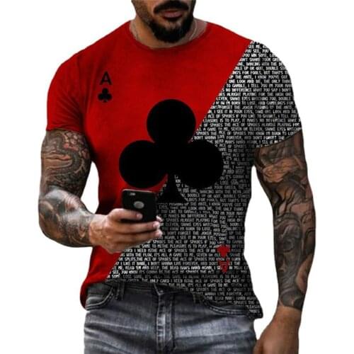 Mens 3DT Short Sleeve T-shirt Oversized Casual Sports Shirt Breathable Outdoor Poker Club Summer Round Neck Wild Shirt