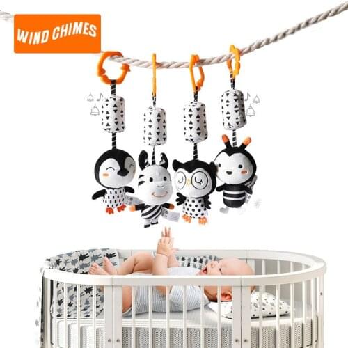 Toy for Newborn Baby Visually Inspired Black and White Wind Chimes Baby Baby Push Lathe Pendant Ringing Bell Plush Toy