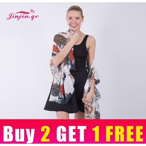Jinjin.QC Womens Scarf Fashion Chrysanthemum Printed Scarves and Shawls Summer Sunscreen Pashmina Echarpe Foulard Femme Hijab