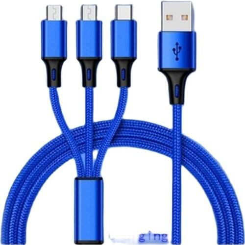 3 in 1 Micro USB Cable 1.2m 3A Data Wire Sync Fast Charging Wire For Samsung Huawei Xiaomi Note Tablet Android USB Phone Cables
