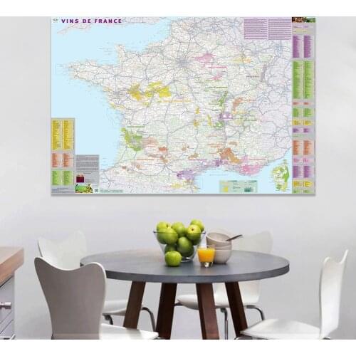 225*150cm The France Wine Distribution Map In French Wall Poster Non-woven Canvas Painting Classroom Home Decor School Supplies