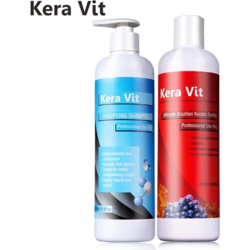 KeraVit 500ml Straightening Hair Product 5% Brazilian Treatment Keratin Hair Straightening+500ml Purifying Shampoo Free Shipping