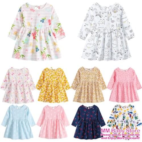 Summer Girl Princess Dress Cotton Cherry Long Sleeve Dresses Print Polka Dot Kids Dresses For Girls Children Clothing 1-6Years