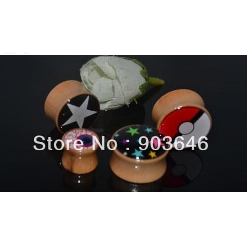 LOT50 PCS Free Shippment Body Jewelry- Wood Ear Plugs Ear Flesh Tunnels Sets Earlets Ear Expanders 6-20mm