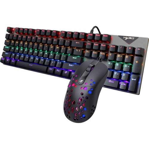 L300 Mechanical Keyboard +A867 Mouse Wired Gaming Keyboard RGB Mix Backlit 104 Blue Switch For Game Laptop PC