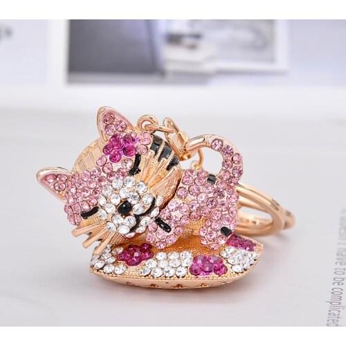 JINGLANG Fashion Gold Color Metal Lobster Clasp Keyring Dangle Crystal Animal Sika Deer Keychains For Men Luxury Jewelry