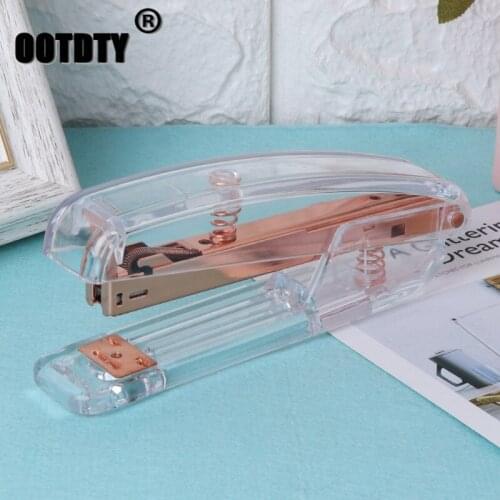 Fashion Rose Gold Stapler Acrylic Metal 24/6 26/6 Practical Manual Staplers Tool dropshipping