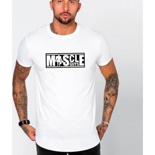 Muscleguys Brand Men clothing Gyms Tight t-shirt mens fitness t-shirt homme Gyms t shirt men fitness slim fit Summer top