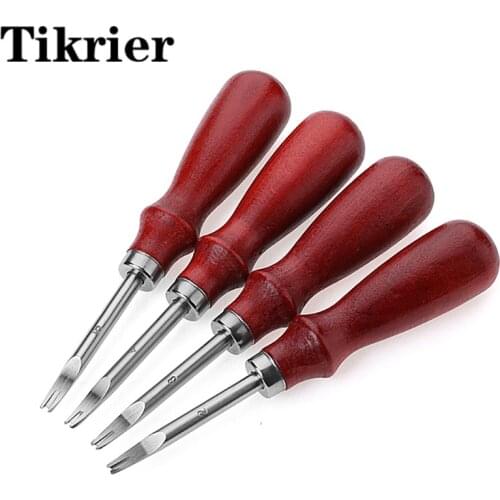 Tikrier new Leather Edger Cutting Tool Set Skiving Craft Work Tools Sharp Die Steel Handle Cutter Edgers 1mm/1.2mm/1.4mm/1.6mm