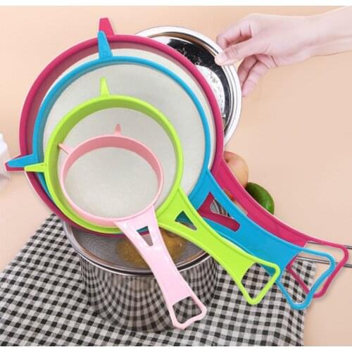 New 4Pc Plastic Fine Mesh Filter Colander Soy Milk Sieve Flour Sieve With Handle Juice And Tea Filter Kitchen Tool