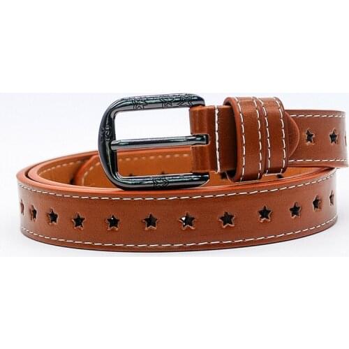 New Design Faux Leather Belt Female Hollow Out Pin Buckle Belts for Women Waistband Solid Retro Waist Strap Belt for Jeans Dress