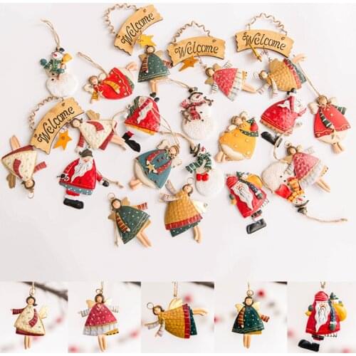 Cute Angel Pendant Iron Christmas Tree Santa Claus Hanging Ornament For Home New Year Party Decoration Crafts 2021 Fashion