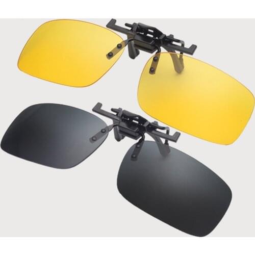 Polarized Clip On Sunglasses Driving Night Vision Lens Sun Glasses Male Anti-UVA UVB For Men Women With Case & Glasses Cloth