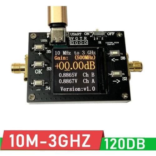 10MHZ-3GHZ Programmable Gain RF Amplifier (120DB Big Dynamic) LCD display 0.01DB step digital Program control FOR Ham Radio