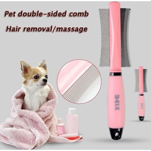 Dog Hair Removal Flea Comb Cat Hair Remover Double Sided Massage Brush Pet Grooming Tools Puppy Acessorios Dog Supplies Stuff
