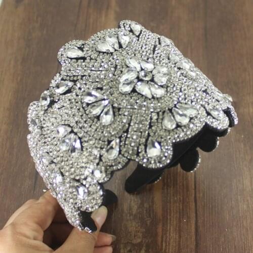 Luxury Heavy Handmade Bridal Hair Crown Accessories clear Crystal Rhinestone Headpiece Women Tiaras Gorgeous Baroque Hairband