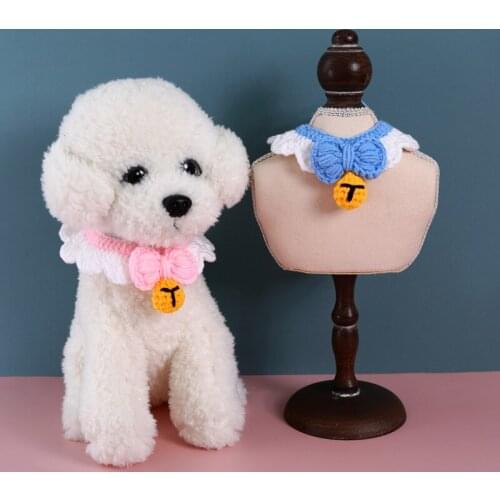 Hand-knitted Pet Collar Bow Bell Cat Dog Bib for duck rabbit Neck Collar Bib Neck Tinkerbell Adjustable Pets Accessories