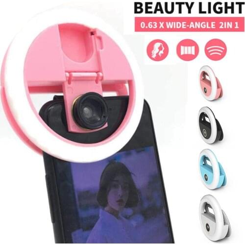 Led Live Streaming Selfie Ring Fill Light Moblie Phone Wide Angle Lens Beauty Lamp Macro Photography Camera Shot LED Selfie Ring