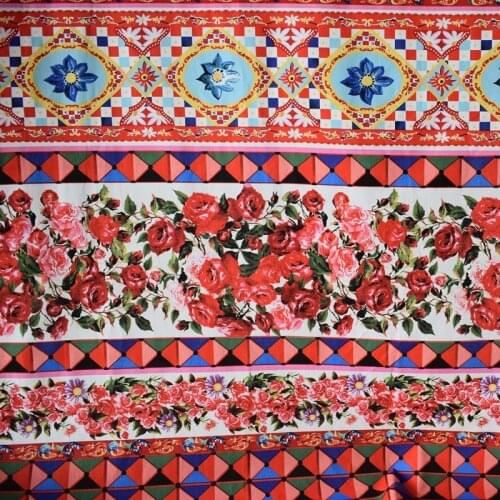 Reactive dyeing geometric flower pure cotton fabric for dress tissus au metre bazin riche getzner DIY tissu telas african tecido