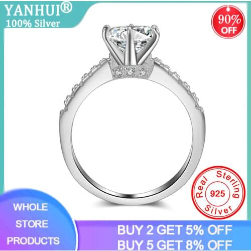 YANHUI Fine Elegant 1.5 Carat 7.25mm Lab Diamond Rings For Women Bridal Whole Silver 925 Jewelry Wedding Engagement Rings XR051