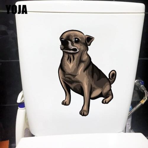 YOJA 16.1×24CM Brown Chihuahua Personality WC Toilet Decoraiton Home Room Wall Stickers T1-2911