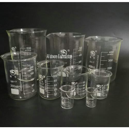 1PCS 5ml to 3000ml Transparent Graduated Glass Beaker Lab Measuring Cup Volumetric Glassware Chemistry Experiment Tool