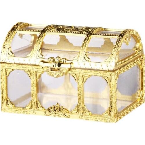 10pcs Plastic Transparent Treasure Chest Box Crystal Gem Jewelry Box Storage Organizer Candy Box Wedding Party Supplies