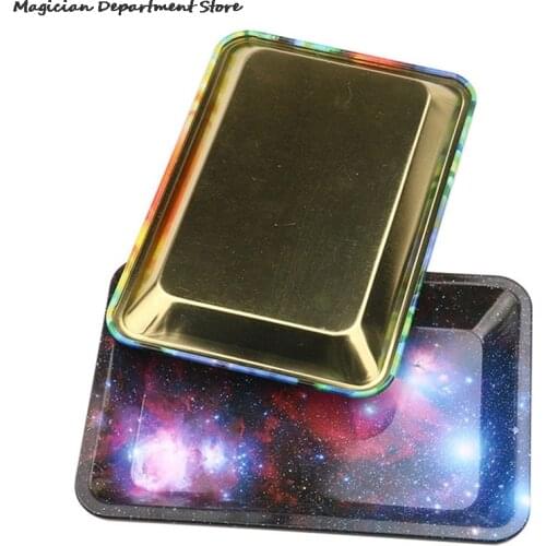 28*18 CM Punk Smoking Accessories Rectangle Rolling Tray Storage Cool Metal Starry Sky Plate Container Home Tools Gift For Man