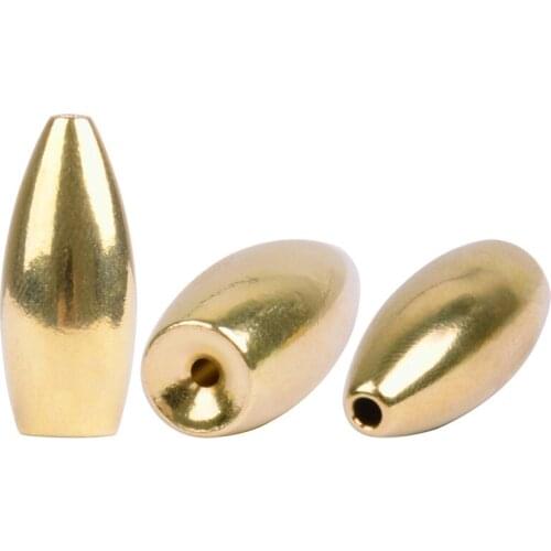 30pcs Bullet Shape Brass Texas rig fishing sinker 3.5g 5g 7g 10g worm Sinkers Weights for Bass lure Fishing Accessories