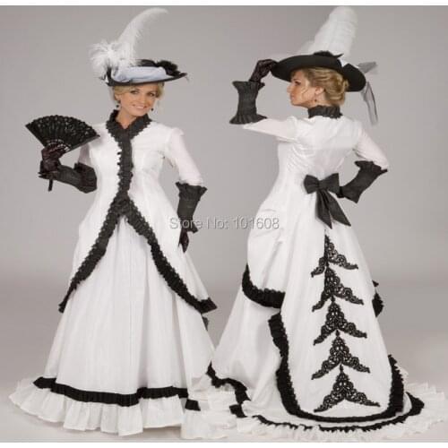 Tailored!Luxs Wedding`White Victorian dresses Civil War dress Cosplay Vintage Costumes Renaissance Revolutionary dress HL-143