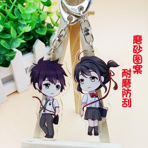 Animation KimiNoNaWa Your Name Tachibana Taki Miyamizu Mitsuha Key Holder Keychain Double Print Keyrings Portachiavi Pendant