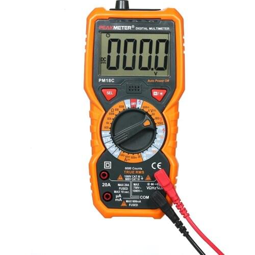 PM18C True RMS Digital Multimeter Measuring AC/DC Voltage Current Resistance Capacitance Frequency Temperature hFE NCV Tester