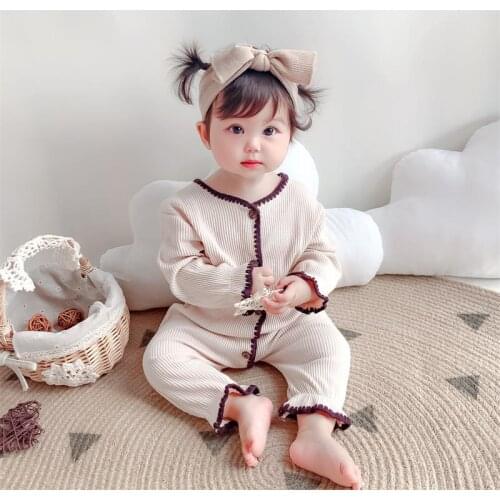 Baby Rompers Infant Girls Clothes Newborn Baby Onesie Toddler Girl Lace Knitted Jumpsuit Korean Baby Knitwear Solid Outfits Ropa