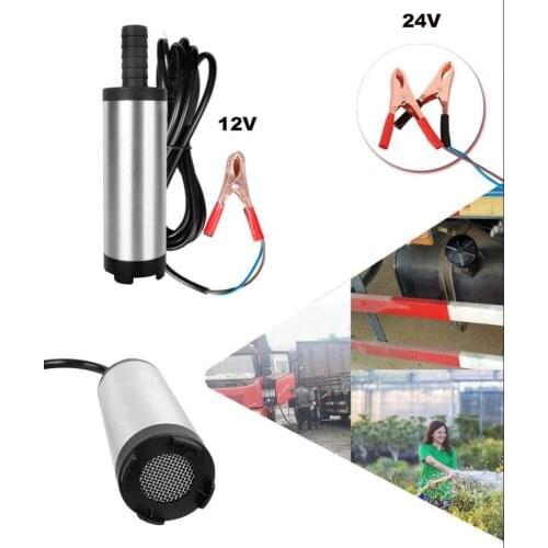 12V/24V Electric Fuel Pump 38MM Stainless Steel Submersible Pump for Fuel Water Diesel Oil Transfer Pump Tool