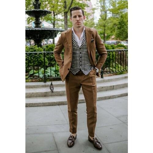 Brown Mans Wedding Suits Groom Wear Tuxedos Best Man Suits Business Suits Prom Dinner Dresses Peaky Blinders 2Piece(Jacket+Pant)