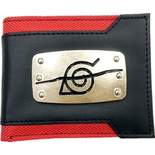 Kakashi Sasuke Black Leaf Village Konoha Ninja Wallet Short Purse With Coin Pocket Card Holder For Student Purse