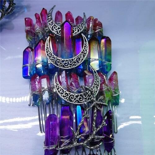 Super amazing aura rainbow quartz crystal chakra healing meditation gemstone reiki point wand jewelry for wedding ornament