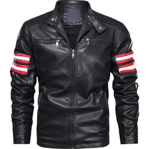 Fad Hot Sale Men Leather Jacket Coat Slim Fit PU Clothing Fleece Motorcycle Leather Jackets Male chaqueta cuero hombre