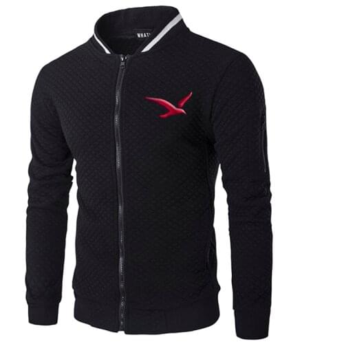 Firebird printed 2019 Mens Autumn Jacket Coat Stand Collar Fashion Slim Casual Overcoat Zipper Rib Sleeve Casual Jackets for Men