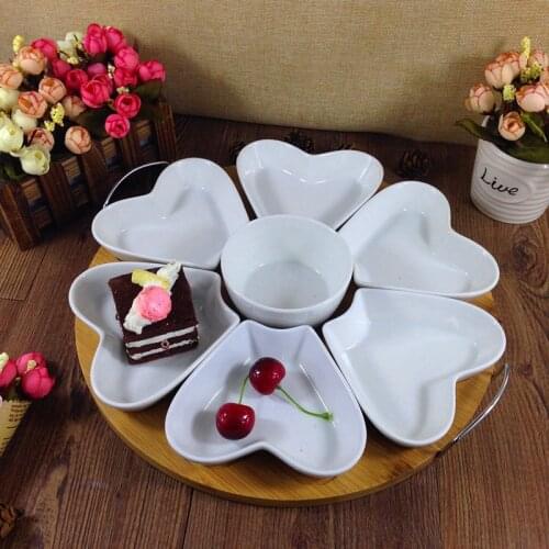 Fashion Heart-shaped Ceramic Dining Epergne Dish Set Decorative Porcelain Division Serving Tray Dinnerware Centerpiece Platter