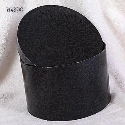 Fashion Upscale Black Crocodile Leather Embossed Round Gift Box Party Valentines Day Belt Wallet Flower Card Paper Gift Box