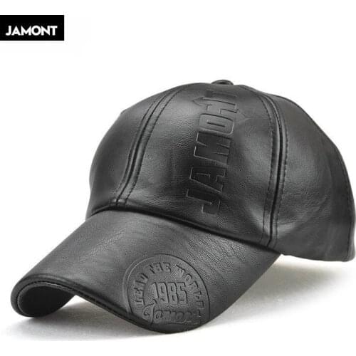 Jamont New Fashion High Quality Fall Winter Men Leather Hat Cap Casual Moto Snapback Hat Mens Baseball Cap Wholesale
